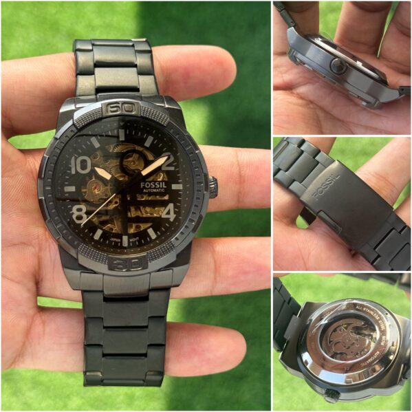 Fossil Watch-  For men - Skeleton dial with open back machinery - 7AAa premium collection - steel black case