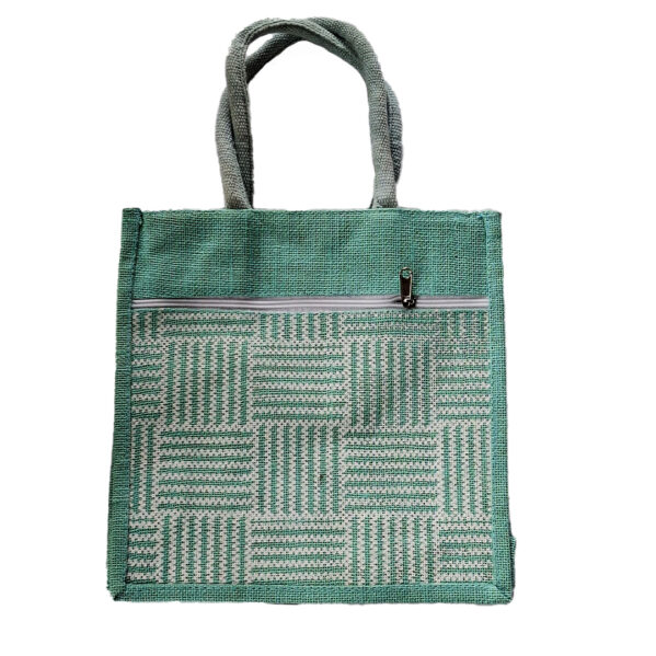 Jute Bag- Double zip - 12.5×12(inch) . Easty to carry