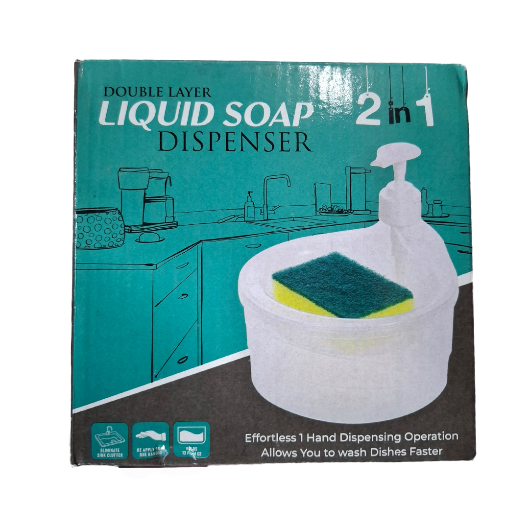 Smarty 2 in 1 Soap Dispenser+6 Pice Dish Cloth for Dishwasher Liquid Holder, Liquid Dispenser Through Pump with Sponge