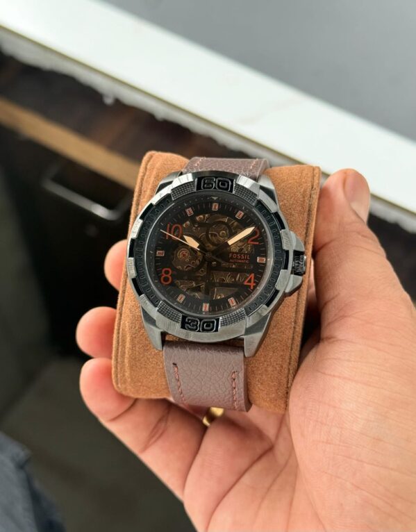 Fossil watch - 7AA Premium Collection - Stainless Steel Dial - Fully Automatic self wind machine  - Brown Leather Belt