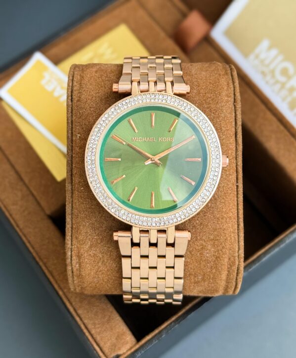 Michael kors - Stainless steel full rose gold chain with steel case-12 hr dial analog-7AA Premium copy watch .