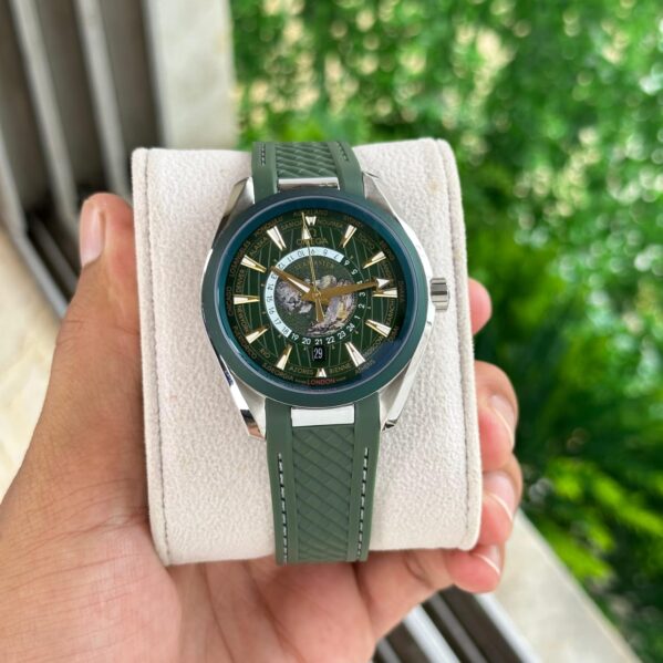 Omega -7AA Premium Series , Soft Silicone belt , Countries Of the World Branding , 3 Hands Radium Needle Face