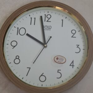 Gold quartz- wood colour frame -12 Inch I Designer Analog Wall Clock for Living Room I 1Pc Analog Wall Clock I Designer Analog Wall Clock LBig Analog Wall