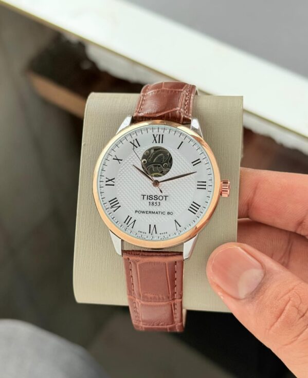 Tissot LeLocle -  7AA Premium T-Classic Automatic Collection -Premiumk copy watch-Brown Aligator Leather Strap