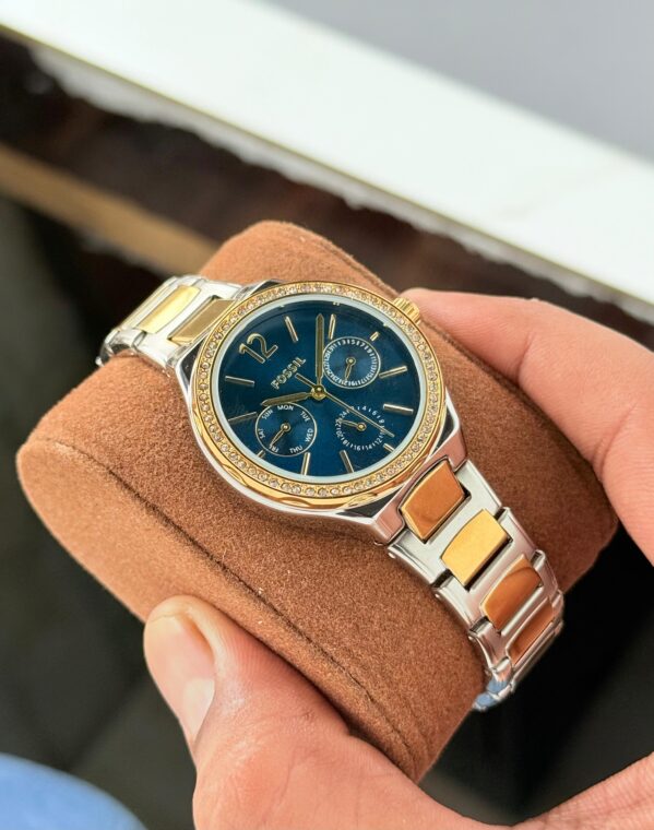 Fossil Eevie Collection- 7AA Premium Series,Elegant Gold Diamond Studded Bezel-Premium copy watch